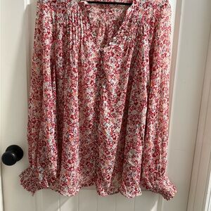 Torrid Red and White Floral Blouse